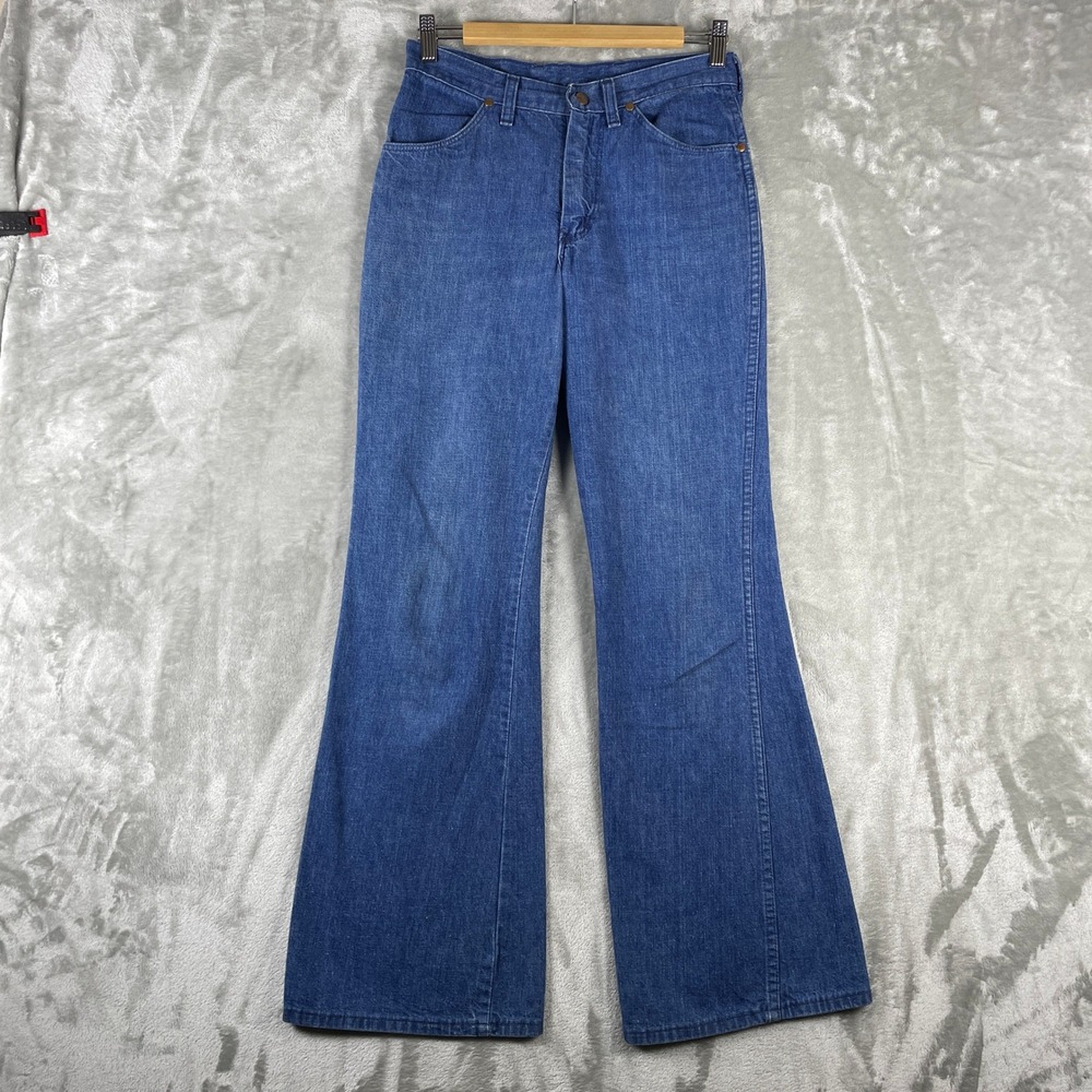 Vintage 70s Maverick Wrangler Blue Bell Bell Bottom Flare Jeans 28x31 TALON USA